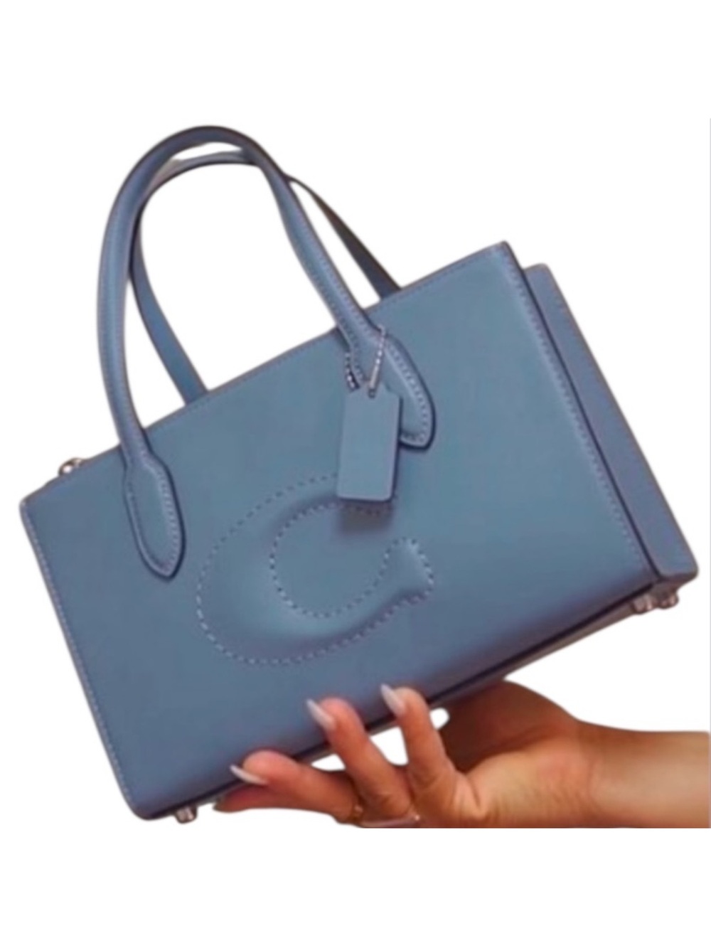 Coach Blue Leather Satchel with Stitched 'C'